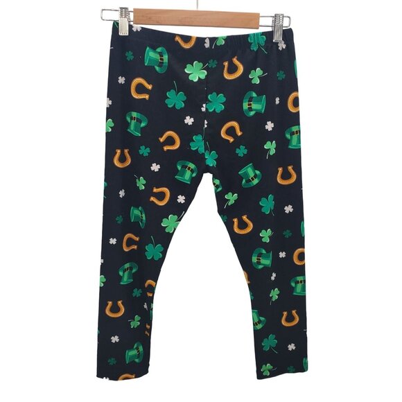 Womens M Shamrock Print Leggings St Patricks Day Clover Horseshoe Lucky Pants - Picture 3 of 12